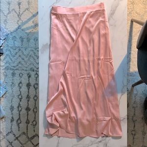 Midi pink silk skirt